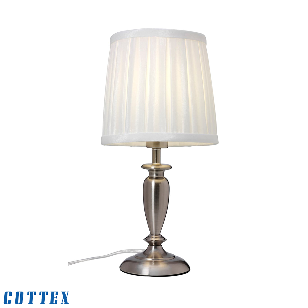 Ines borstad krom/vit med plisserad textilskärm