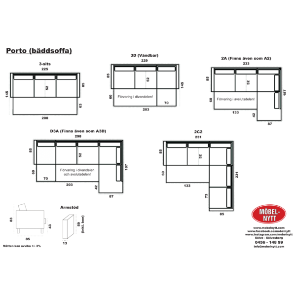 Porto bäddsoffa (Flera utföranden) - Bild 27