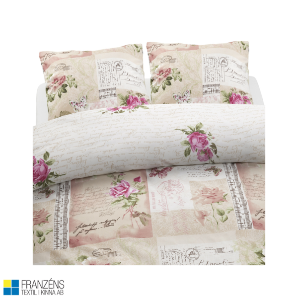 Påslakanset Dubbelsäng 3-dels Vintage Gala offwhite/rosa